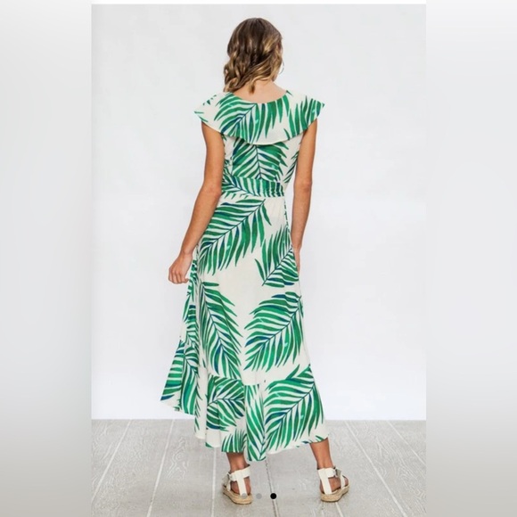 Flying Tomato Green Palm Midi Dress Size Small - Picture 5 of 10